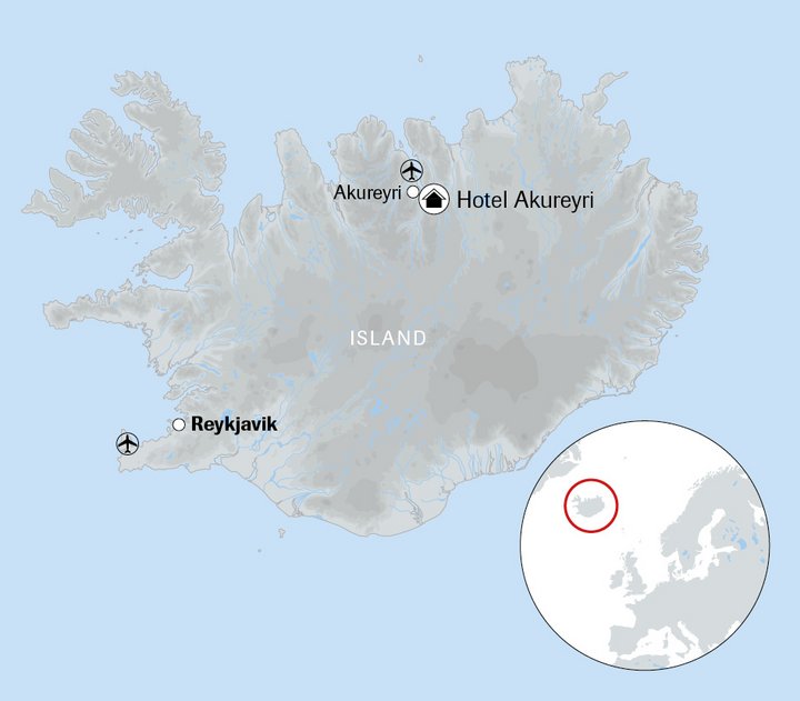 Yoga und Wandern Island Karte